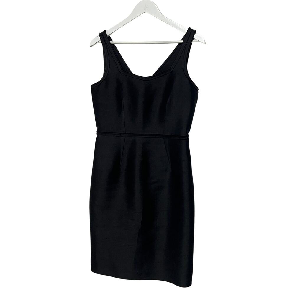 Talbots Womens Size 6 Black Silk Wool Blend Shantung Square Neck Sheath Dress